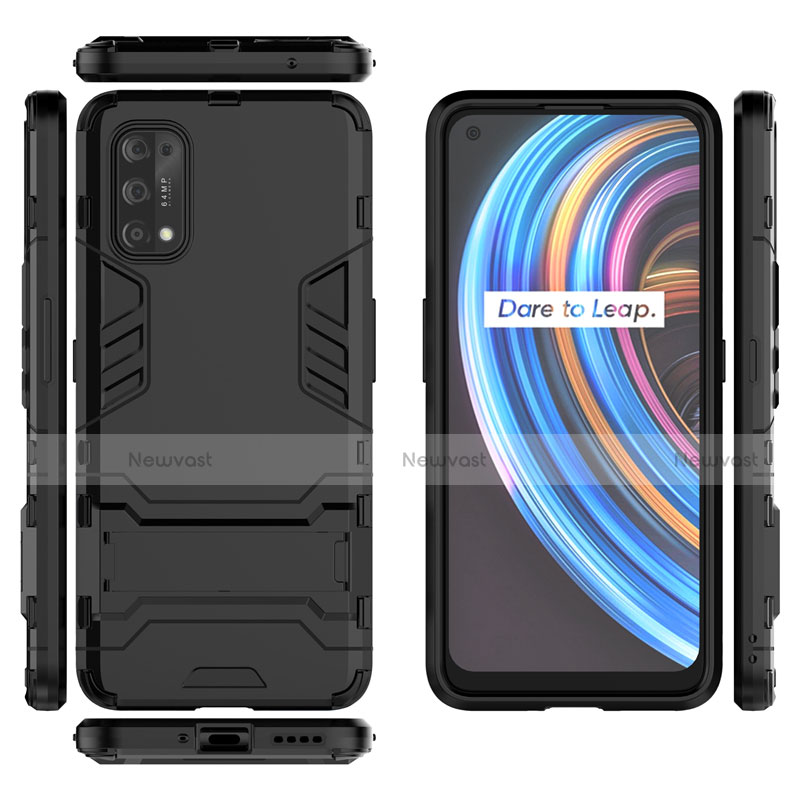 Silicone Matte Finish and Plastic Back Cover Case with Stand for Realme X7 Pro 5G