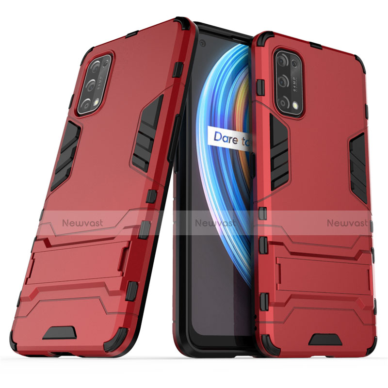 Silicone Matte Finish and Plastic Back Cover Case with Stand for Realme X7 Pro 5G