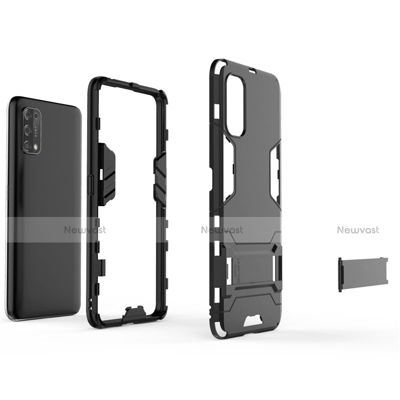 Silicone Matte Finish and Plastic Back Cover Case with Stand for Realme X7 Pro 5G