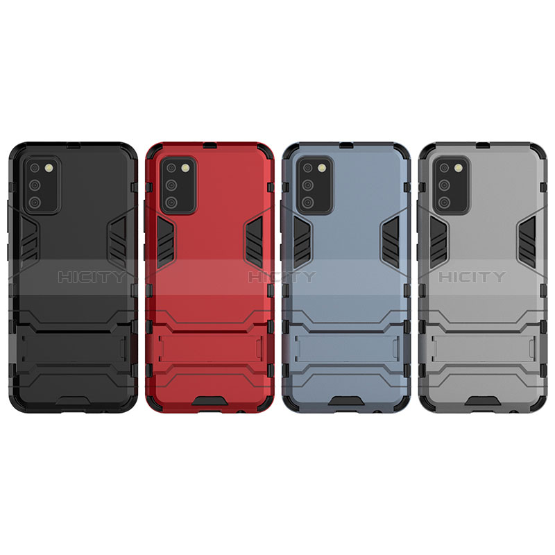 Silicone Matte Finish and Plastic Back Cover Case with Stand for Samsung Galaxy A03s