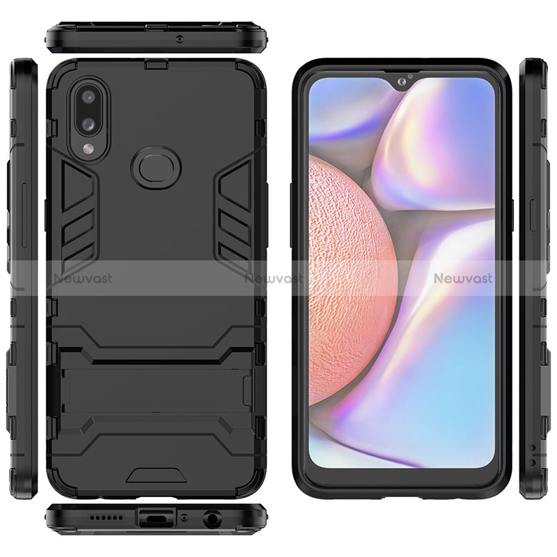 Silicone Matte Finish and Plastic Back Cover Case with Stand for Samsung Galaxy A10s