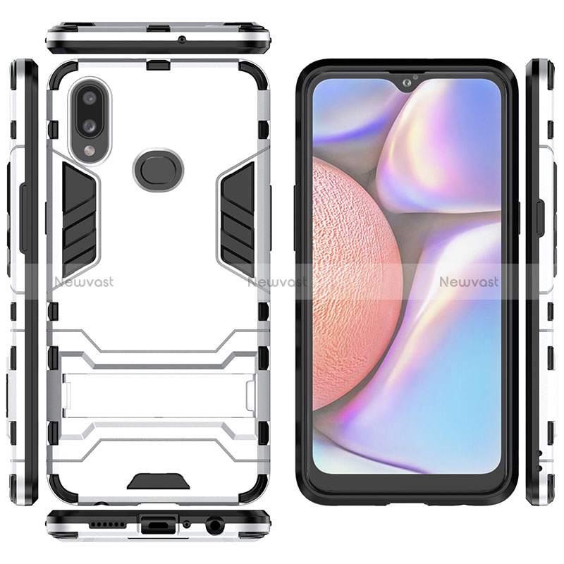 Silicone Matte Finish and Plastic Back Cover Case with Stand for Samsung Galaxy A10s