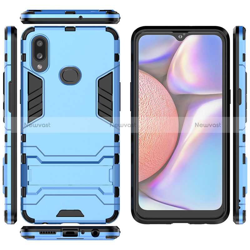 Silicone Matte Finish and Plastic Back Cover Case with Stand for Samsung Galaxy A10s