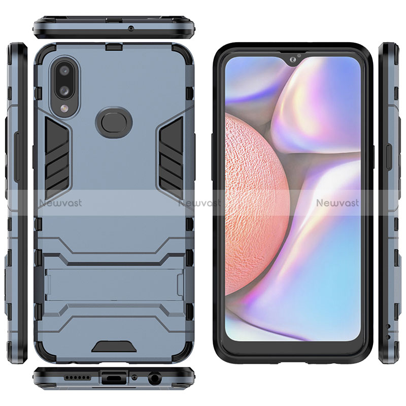 Silicone Matte Finish and Plastic Back Cover Case with Stand for Samsung Galaxy A10s