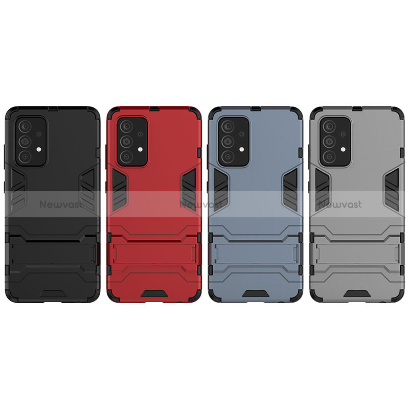 Silicone Matte Finish and Plastic Back Cover Case with Stand for Samsung Galaxy A52 5G