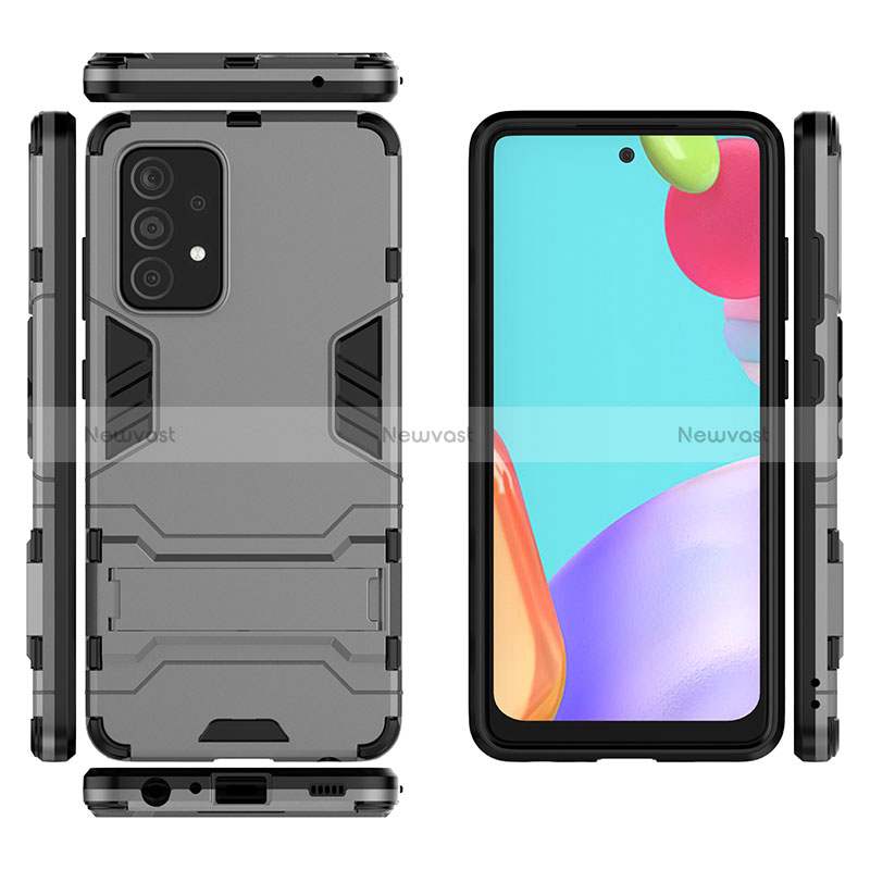 Silicone Matte Finish and Plastic Back Cover Case with Stand for Samsung Galaxy A52s 5G