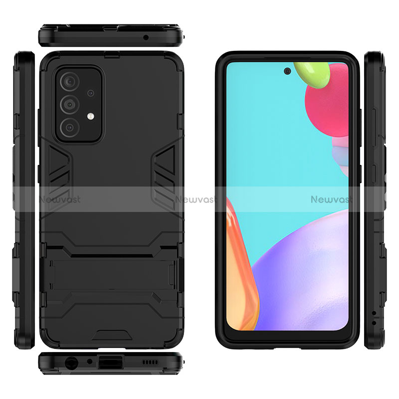 Silicone Matte Finish and Plastic Back Cover Case with Stand for Samsung Galaxy A52s 5G