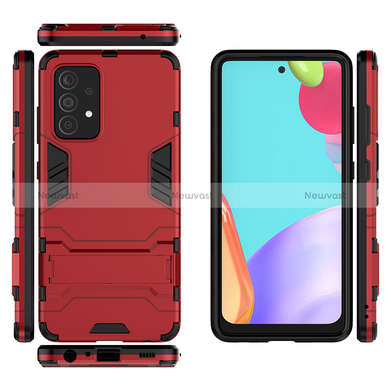 Silicone Matte Finish and Plastic Back Cover Case with Stand for Samsung Galaxy A52s 5G