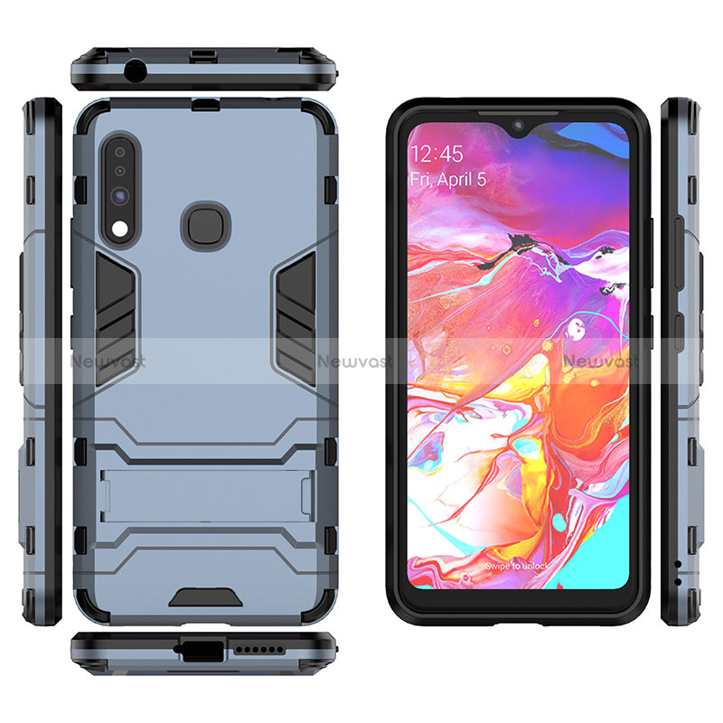 Silicone Matte Finish and Plastic Back Cover Case with Stand for Samsung Galaxy A70E