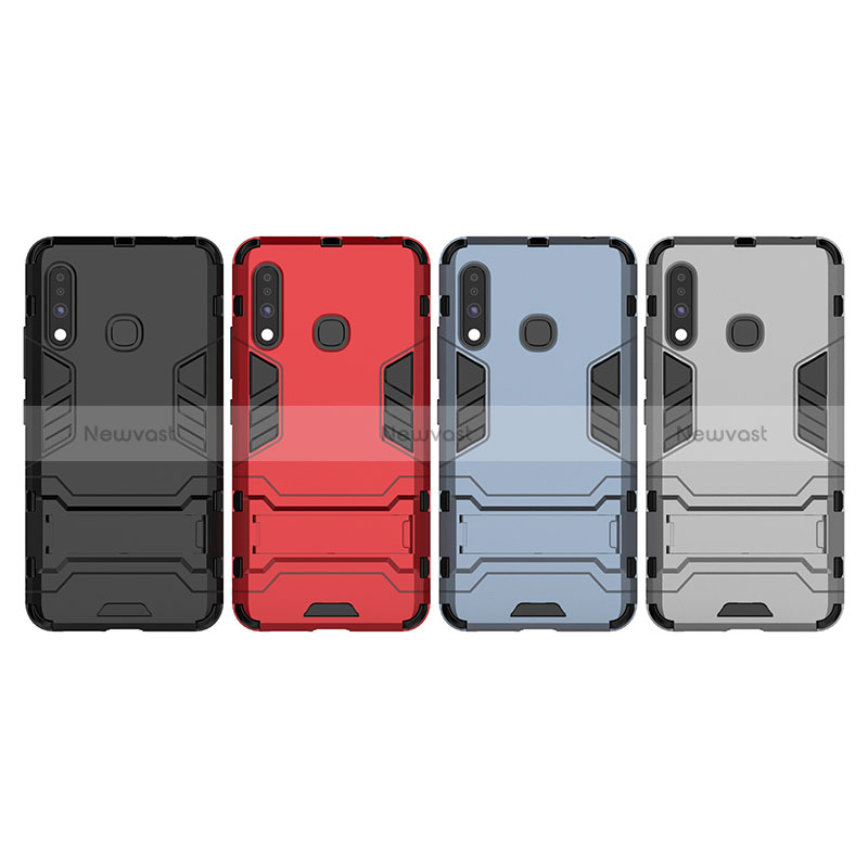 Silicone Matte Finish and Plastic Back Cover Case with Stand for Samsung Galaxy A70E