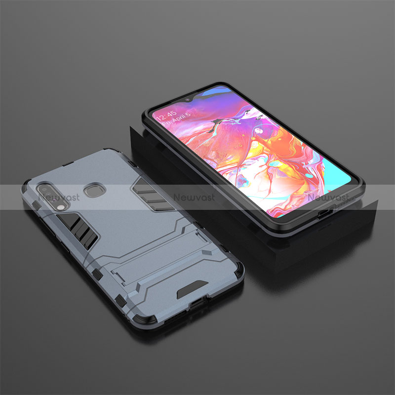 Silicone Matte Finish and Plastic Back Cover Case with Stand for Samsung Galaxy A70E