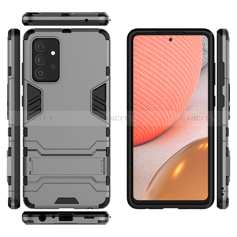 Silicone Matte Finish and Plastic Back Cover Case with Stand for Samsung Galaxy A72 5G