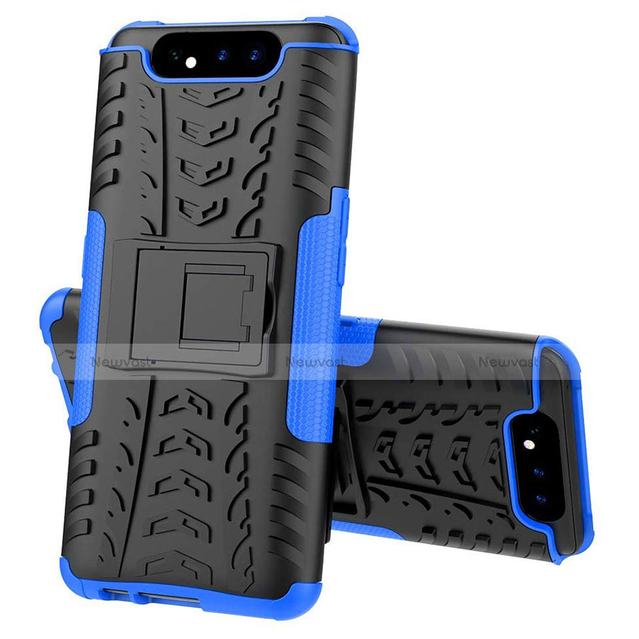 Silicone Matte Finish and Plastic Back Cover Case with Stand for Samsung Galaxy A90 4G