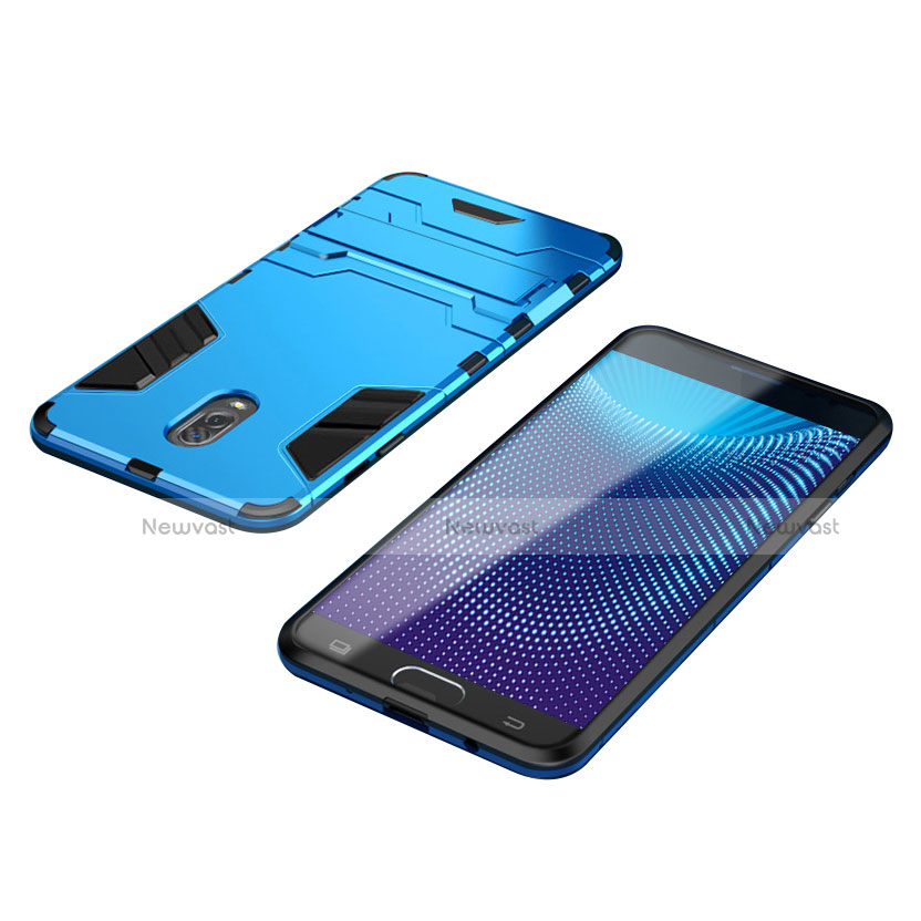 Silicone Matte Finish and Plastic Back Cover Case with Stand for Samsung Galaxy C7 (2017)