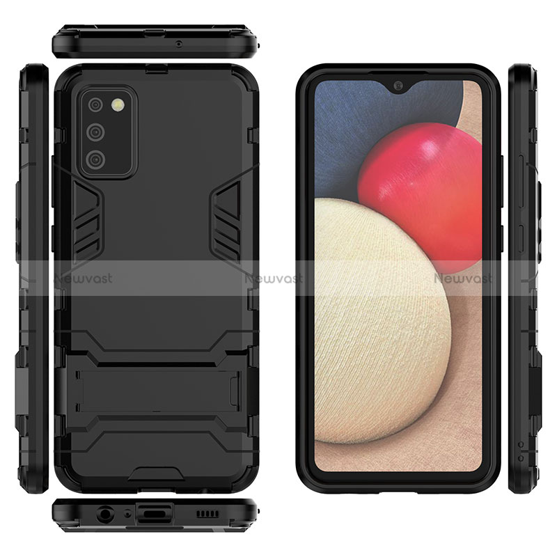 Silicone Matte Finish and Plastic Back Cover Case with Stand for Samsung Galaxy F02S SM-E025F