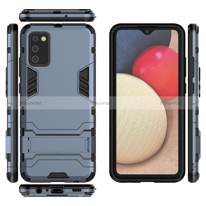 Silicone Matte Finish and Plastic Back Cover Case with Stand for Samsung Galaxy F02S SM-E025F