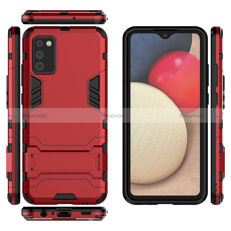 Silicone Matte Finish and Plastic Back Cover Case with Stand for Samsung Galaxy F02S SM-E025F