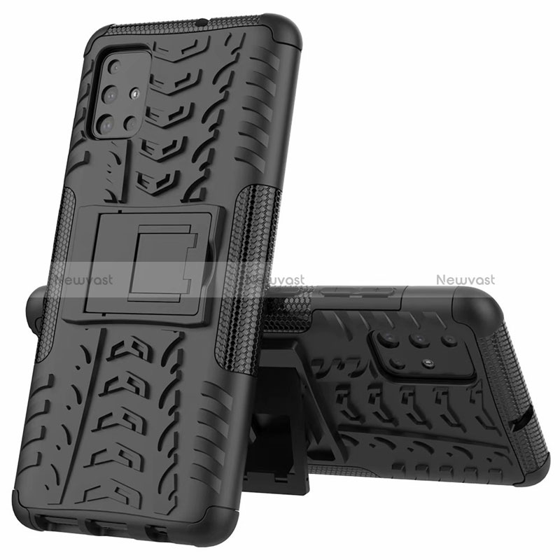 Silicone Matte Finish and Plastic Back Cover Case with Stand for Samsung Galaxy M40S Black