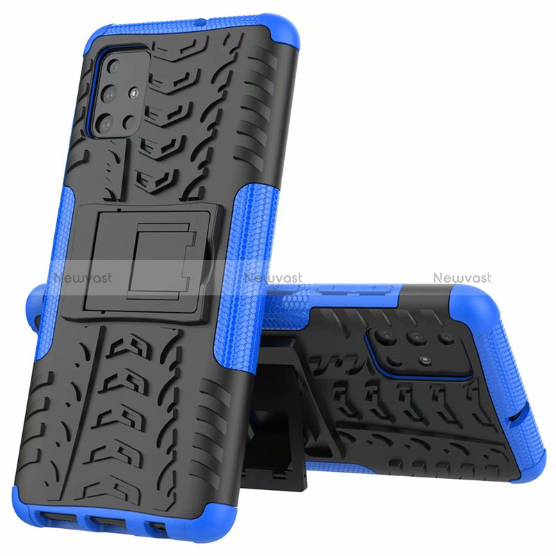 Silicone Matte Finish and Plastic Back Cover Case with Stand for Samsung Galaxy M40S Blue