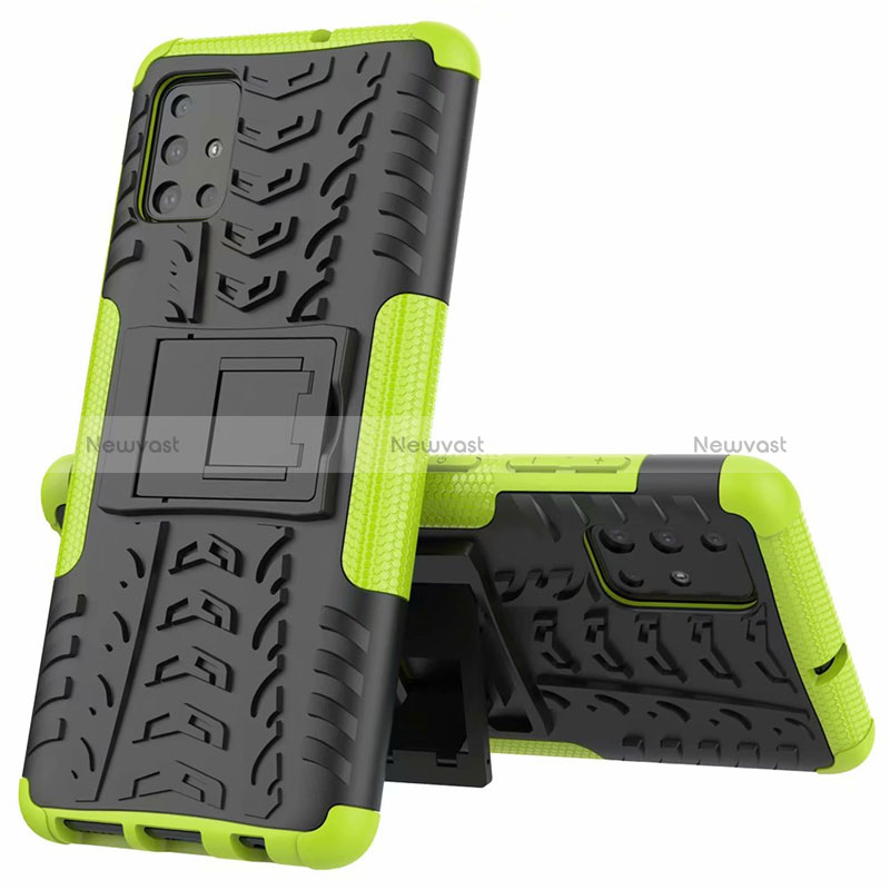 Silicone Matte Finish and Plastic Back Cover Case with Stand for Samsung Galaxy M40S Green