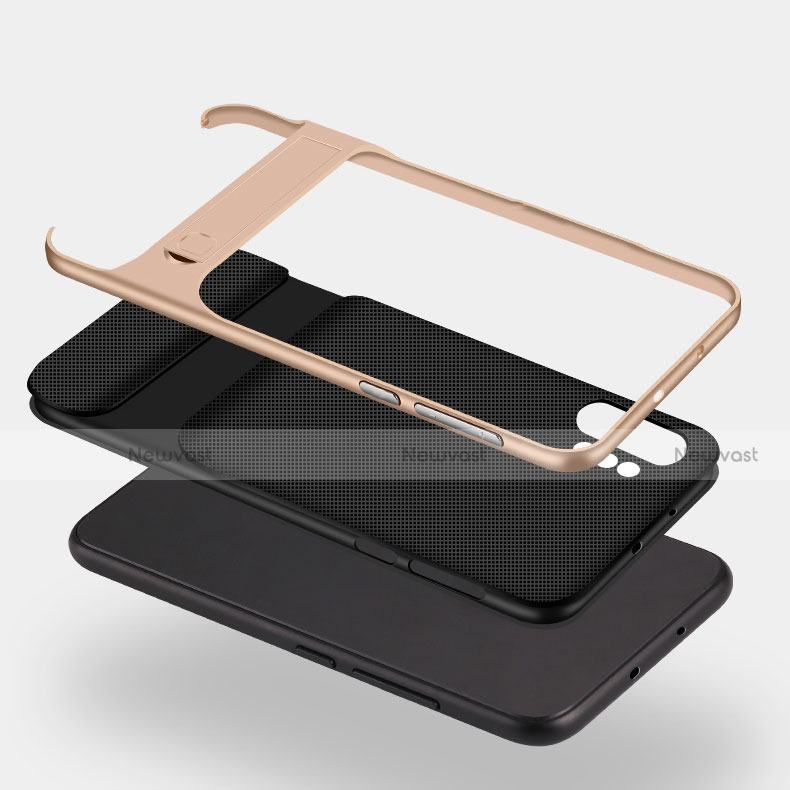 Silicone Matte Finish and Plastic Back Cover Case with Stand for Samsung Galaxy Note 10 Plus 5G