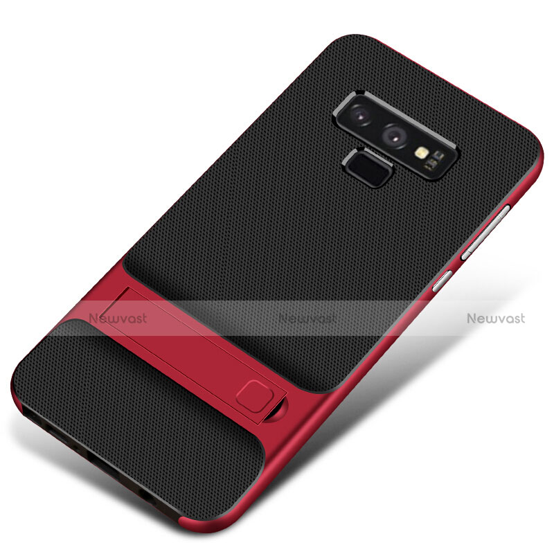 Silicone Matte Finish and Plastic Back Cover Case with Stand for Samsung Galaxy Note 9