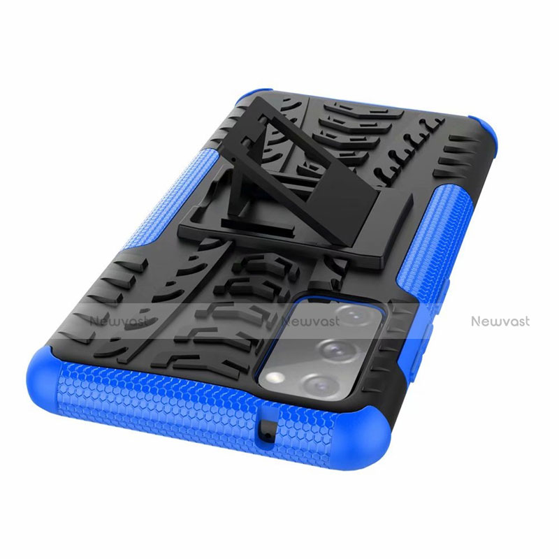 Silicone Matte Finish and Plastic Back Cover Case with Stand for Samsung Galaxy S20 FE 2022 5G