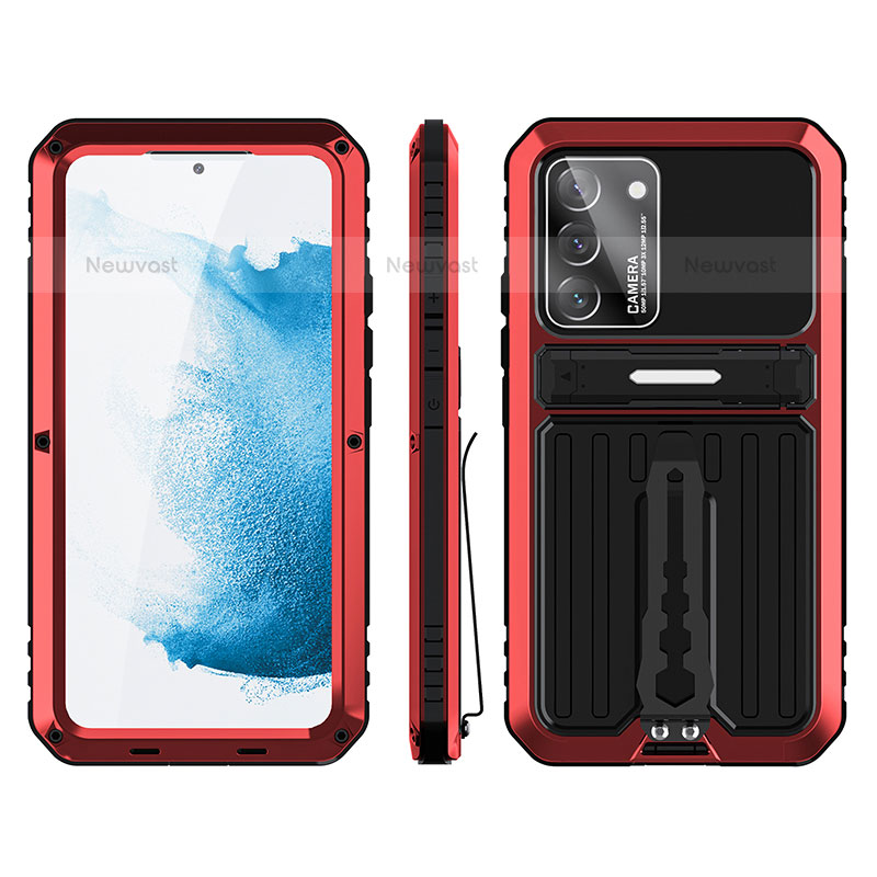 Silicone Matte Finish and Plastic Back Cover Case with Stand for Samsung Galaxy S23 Plus 5G Red