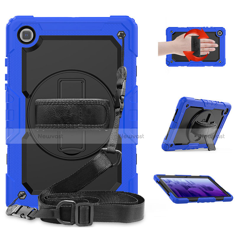 Silicone Matte Finish and Plastic Back Cover Case with Stand for Samsung Galaxy Tab A7 4G 10.4 SM-T505 Blue