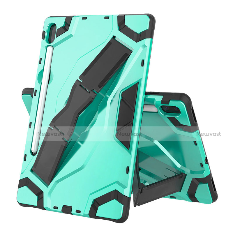 Silicone Matte Finish and Plastic Back Cover Case with Stand for Samsung Galaxy Tab S6 10.5 SM-T860 Green