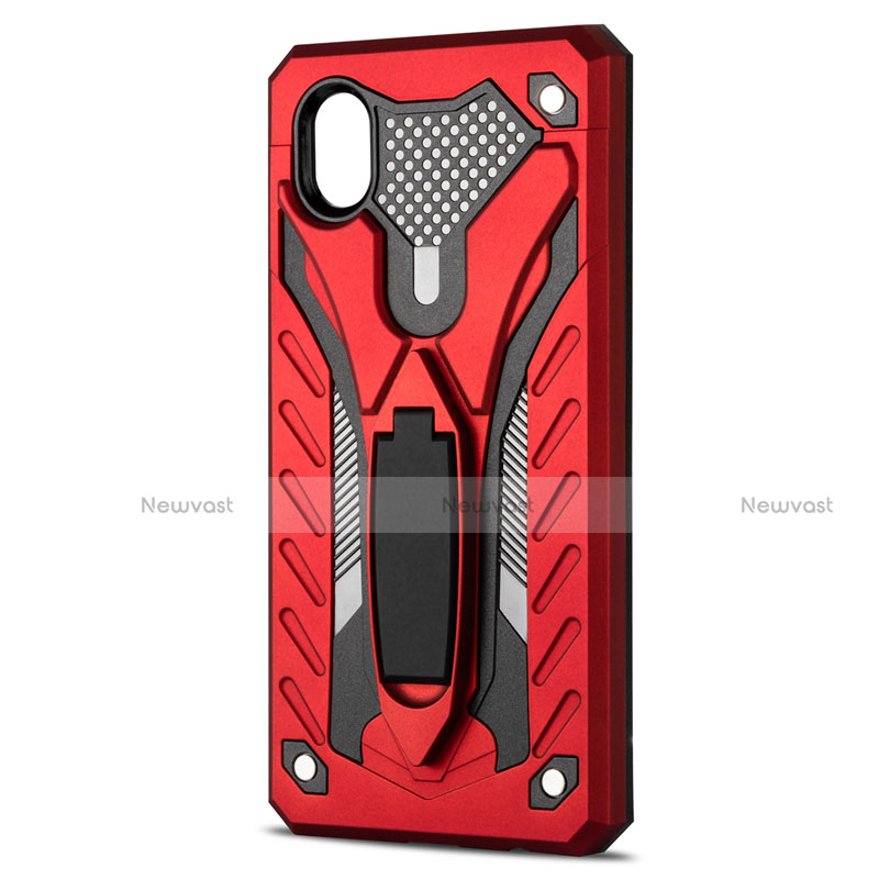 Silicone Matte Finish and Plastic Back Cover Case with Stand for Samsung Galaxy XCover Pro Red