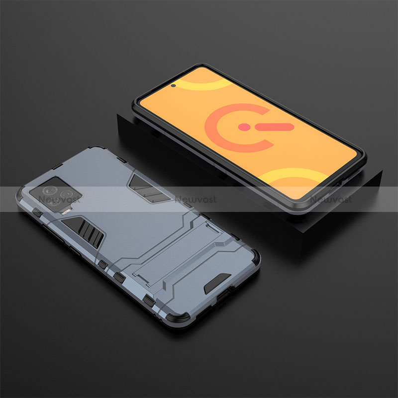 Silicone Matte Finish and Plastic Back Cover Case with Stand for Vivo iQOO 7 Legend 5G