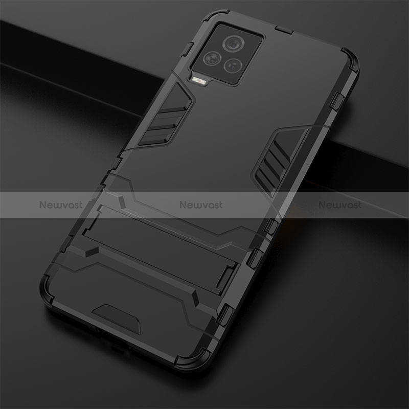 Silicone Matte Finish and Plastic Back Cover Case with Stand for Vivo iQOO 7 Legend 5G