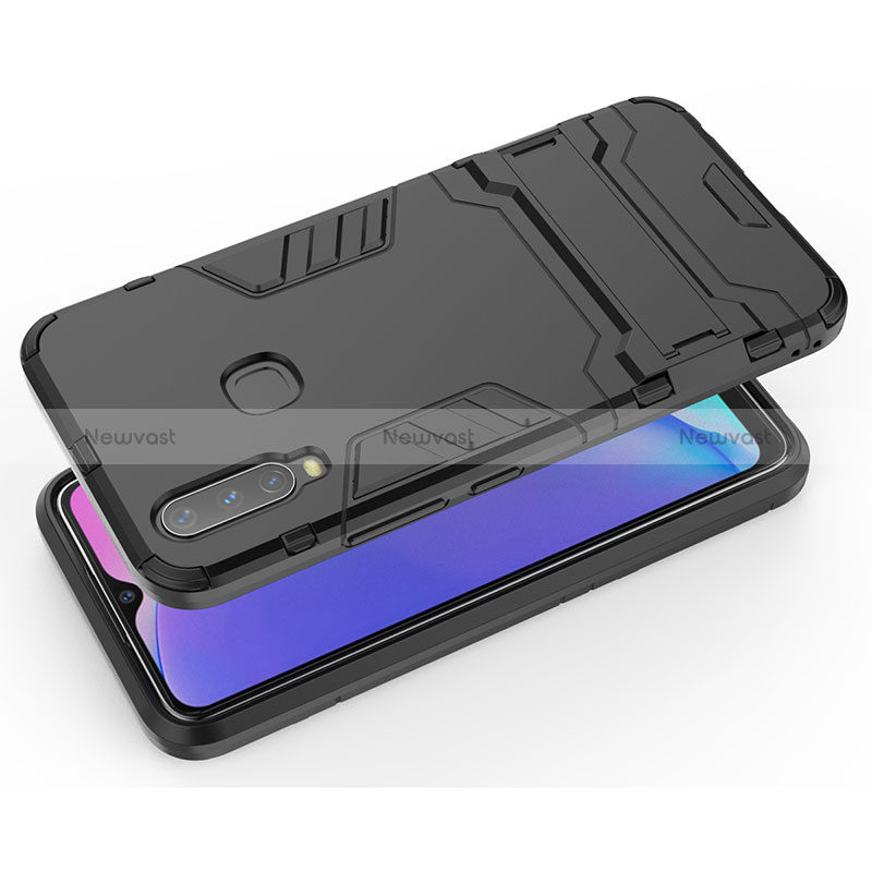 Silicone Matte Finish and Plastic Back Cover Case with Stand for Vivo Y11