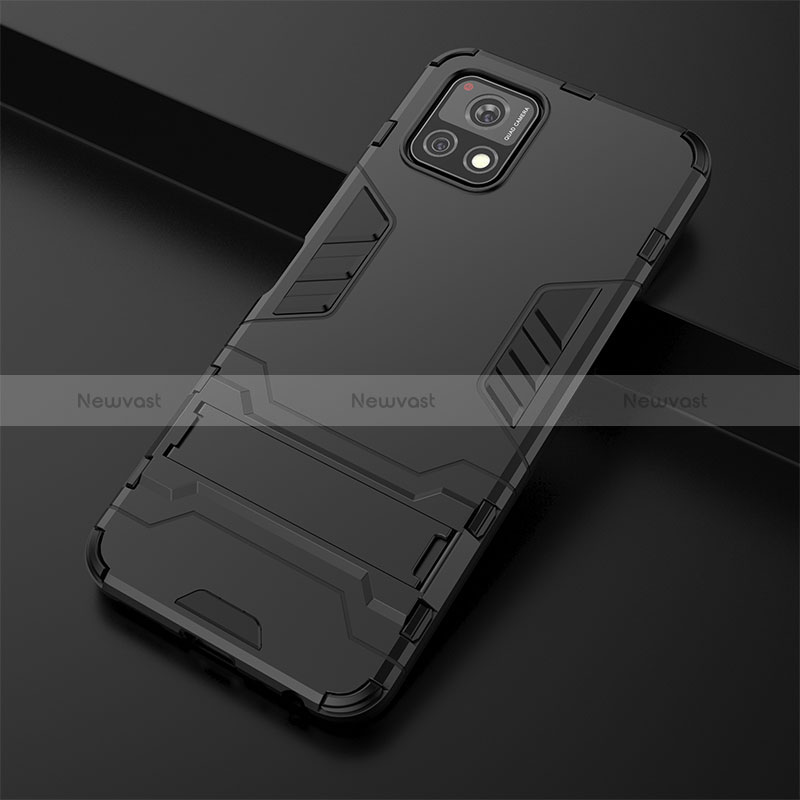 Silicone Matte Finish and Plastic Back Cover Case with Stand for Vivo Y31s 5G