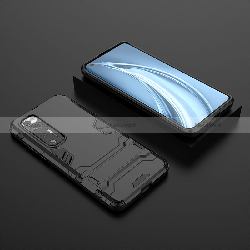 Silicone Matte Finish and Plastic Back Cover Case with Stand for Xiaomi Mi 10S 5G