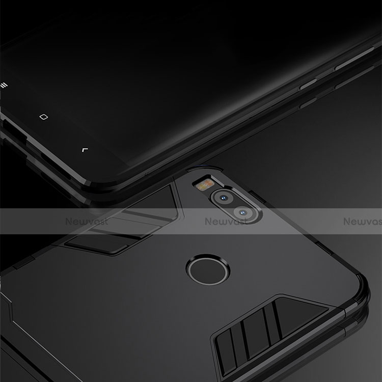Silicone Matte Finish and Plastic Back Cover Case with Stand for Xiaomi Mi 5X