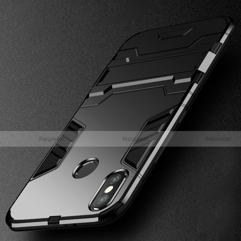 Silicone Matte Finish and Plastic Back Cover Case with Stand for Xiaomi Mi Mix 3