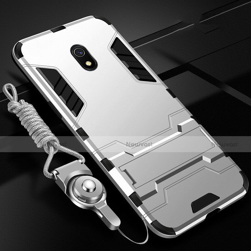 Silicone Matte Finish and Plastic Back Cover Case with Stand for Xiaomi Redmi 8A