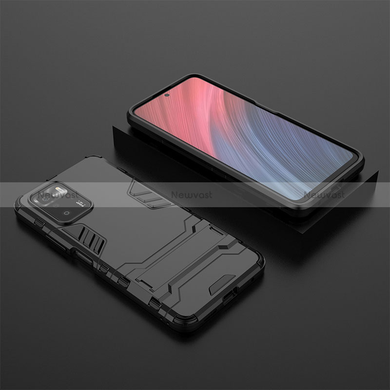 Silicone Matte Finish and Plastic Back Cover Case with Stand for Xiaomi Redmi Note 10 Pro 5G