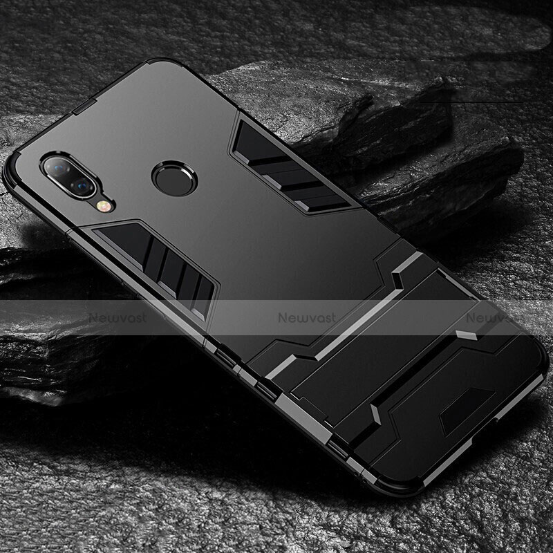 Silicone Matte Finish and Plastic Back Cover Case with Stand for Xiaomi Redmi Note 7