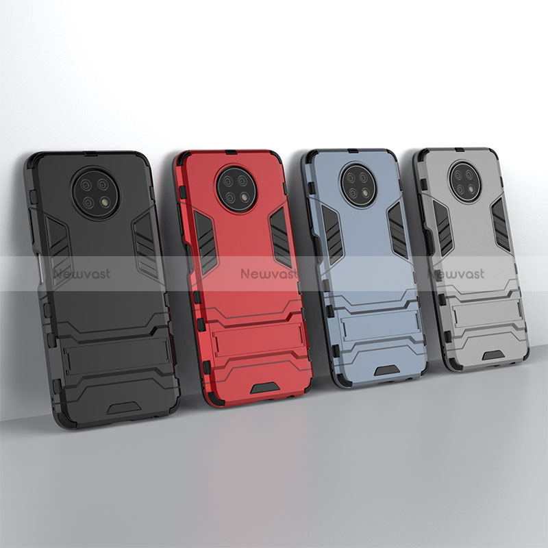 Silicone Matte Finish and Plastic Back Cover Case with Stand for Xiaomi Redmi Note 9 5G