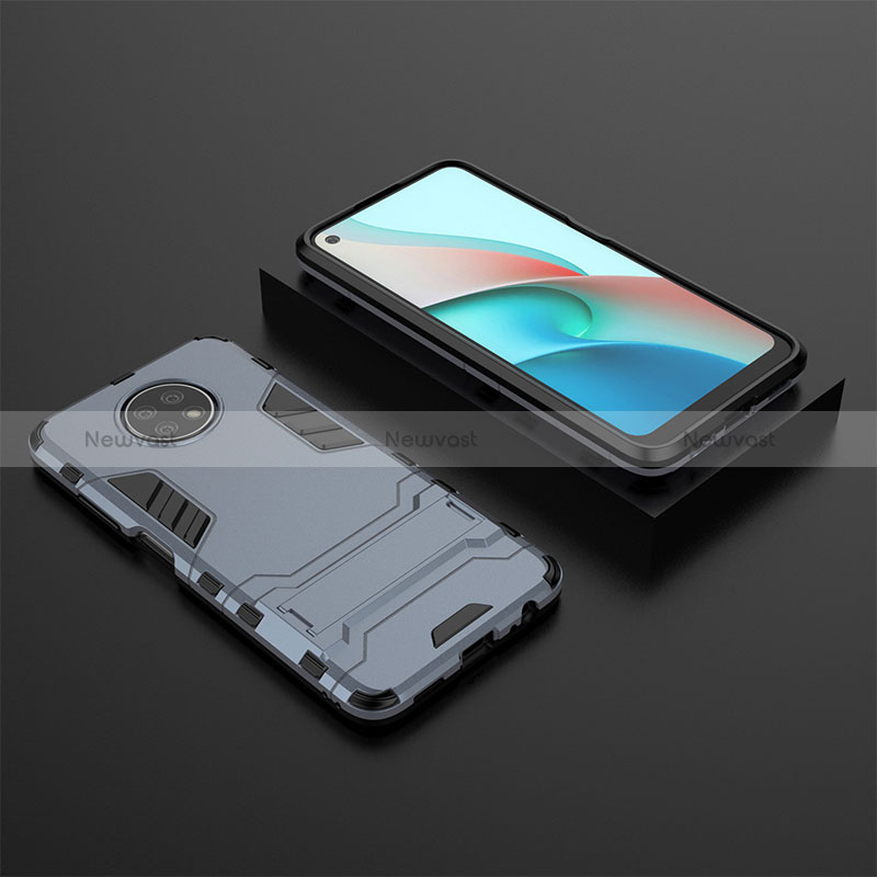 Silicone Matte Finish and Plastic Back Cover Case with Stand for Xiaomi Redmi Note 9T 5G