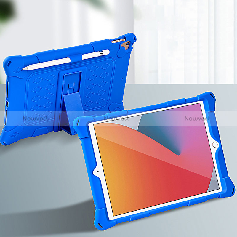 Silicone Matte Finish and Plastic Back Cover Case with Stand H01 for Apple iPad 10.2 (2019)