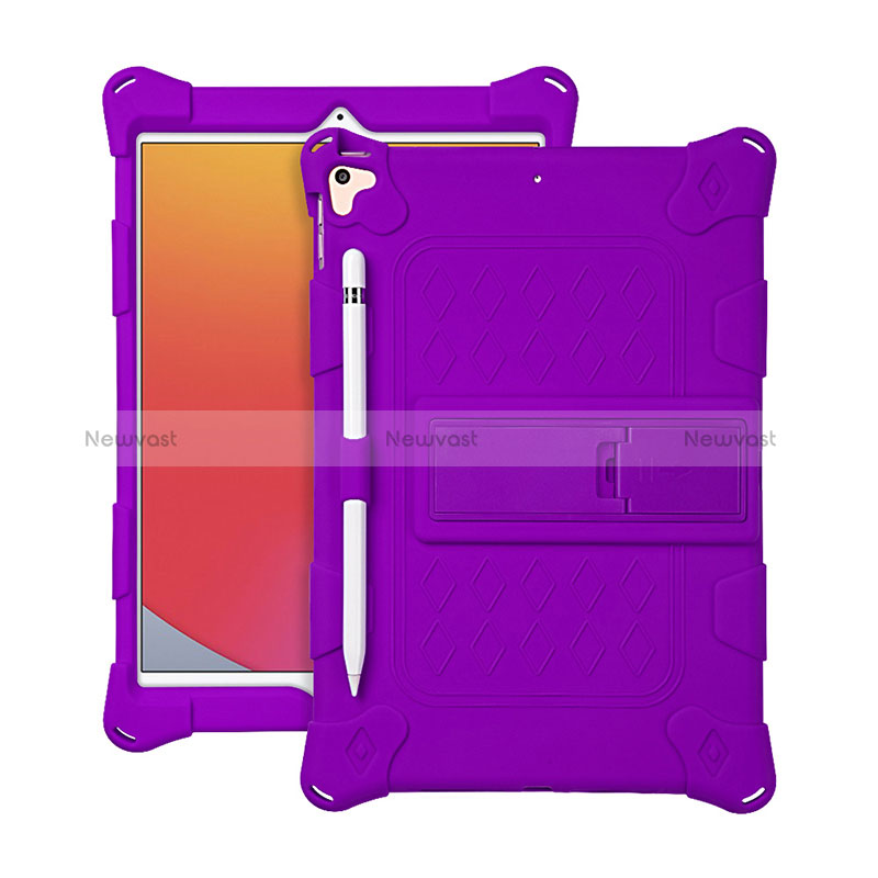 Silicone Matte Finish and Plastic Back Cover Case with Stand H01 for Apple iPad 10.2 (2019)