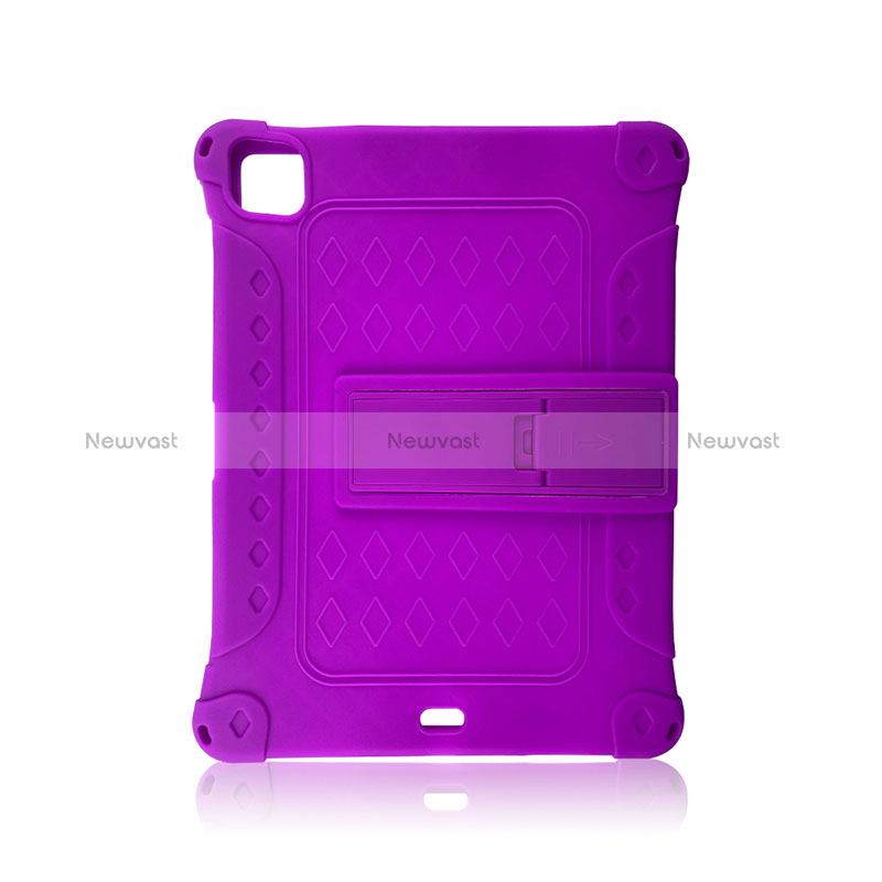 Silicone Matte Finish and Plastic Back Cover Case with Stand H01 for Apple iPad Pro 11 (2021)