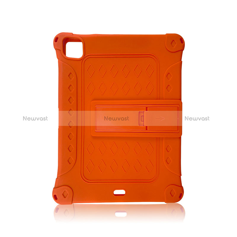 Silicone Matte Finish and Plastic Back Cover Case with Stand H01 for Apple iPad Pro 11 (2022) Orange