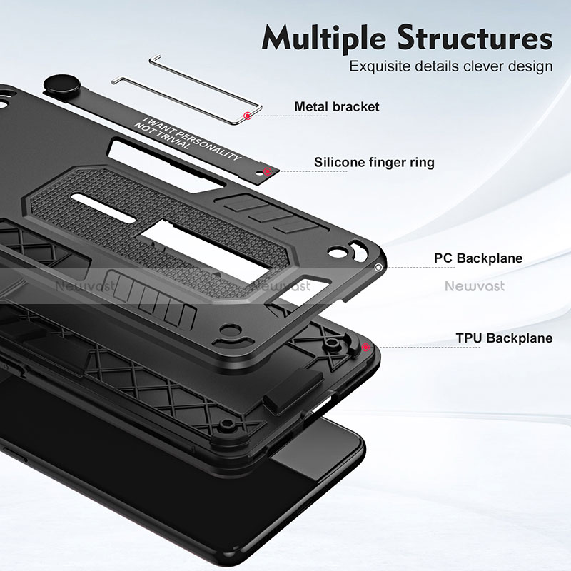 Silicone Matte Finish and Plastic Back Cover Case with Stand H01P for Motorola Moto E22