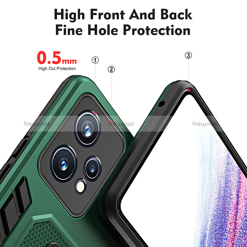 Silicone Matte Finish and Plastic Back Cover Case with Stand H01P for Realme Q5 5G