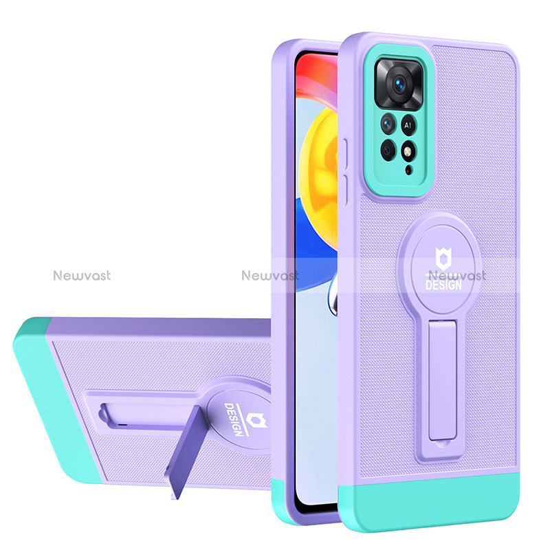 Silicone Matte Finish and Plastic Back Cover Case with Stand H01P for Xiaomi Redmi Note 12 Pro 4G